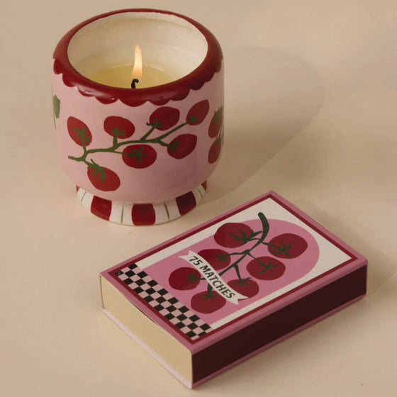 A Dopo 8 oz Handpainted Ceramic Candle