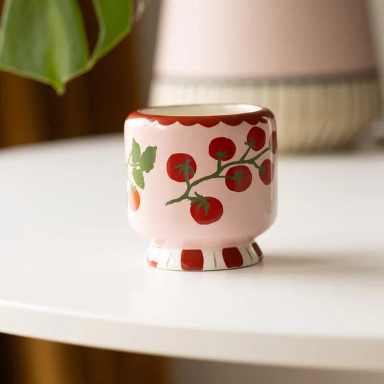 A Dopo 8 oz Handpainted Ceramic Candle