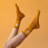 Retro Flower Striped Ribbed Crew Socks