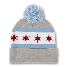  Chicago Flag Knit Hat with Pom