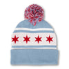 Chicago Flag Knit Hat with Pom