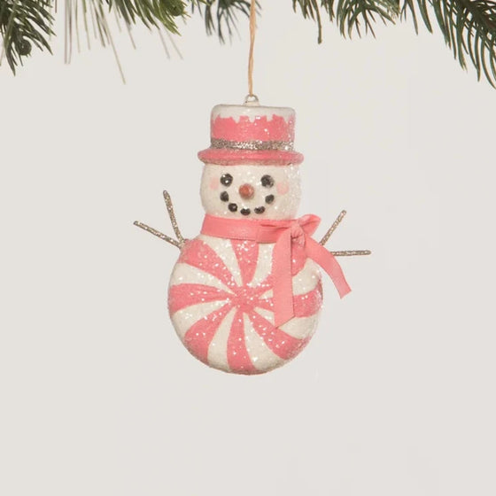 Peppermint Snowman Ornament