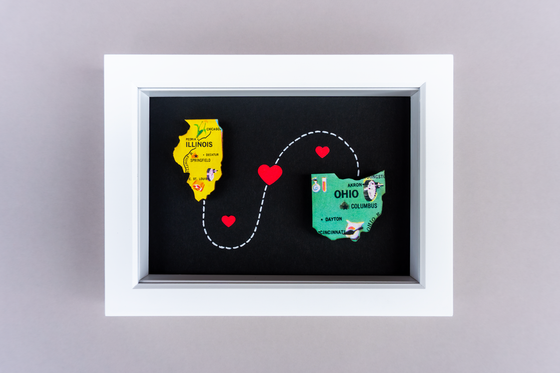 Illinois and Ohio Shadowbox on Black