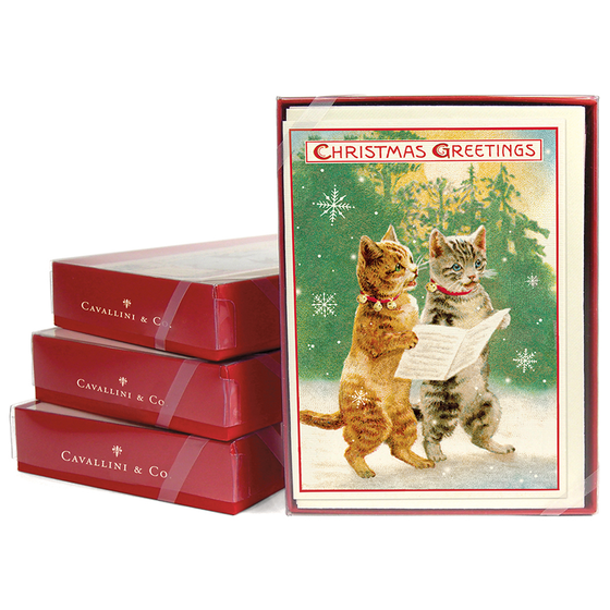 BOXED Christmas Cats 4 Card