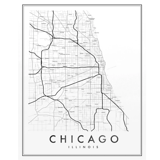 Chicago Neighborhood Map 11x14 Print