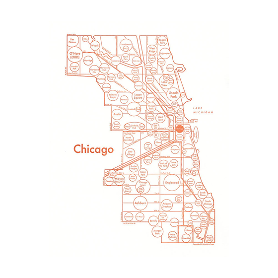 Chicago Map Print 8.5x11