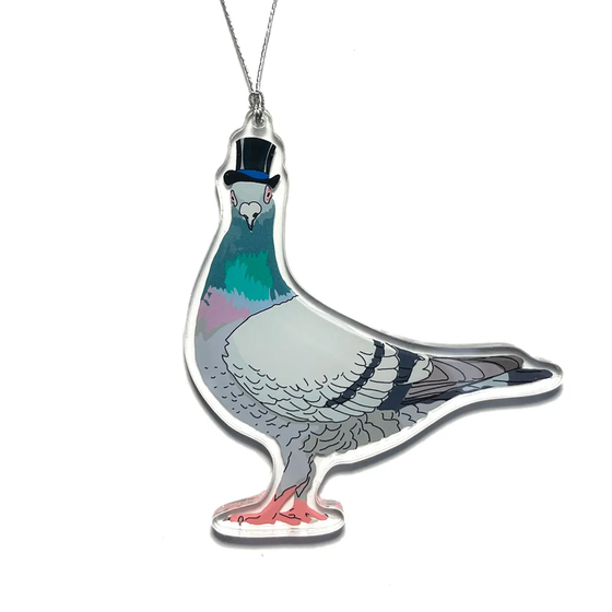 Pigeon in a Top Hat Ornament