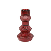  Lg Burgundy Glass Candlestick Holder