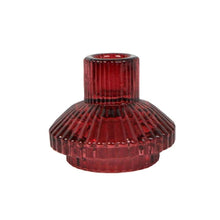  Small Burgundy Red Glass Candle Holder