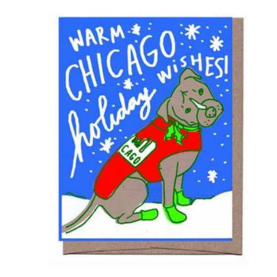 Dog Coat Chicago Christmas Card