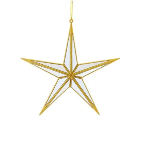 11"H Mirror Star Ornament, Gold Finish