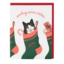  Cat in Stocking Christmas Card