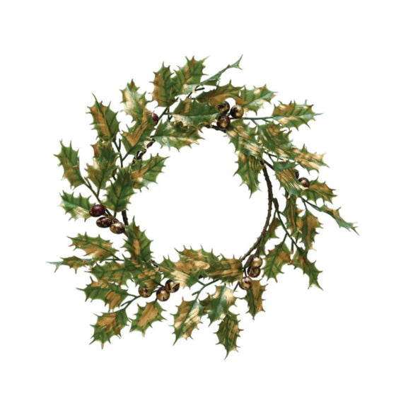 Round Faux Holly Wreath w Berries