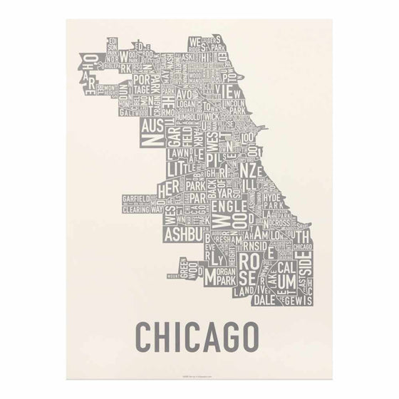 Chicago Neighborhood Map 18x24