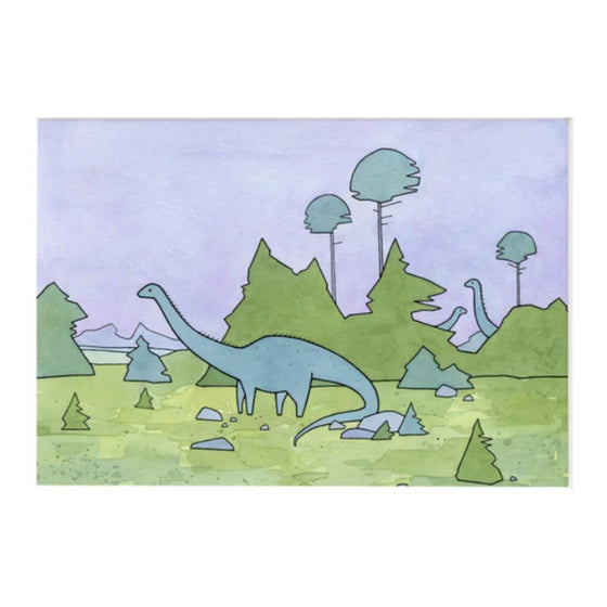 Watercolor Dinosaur Print 11x14